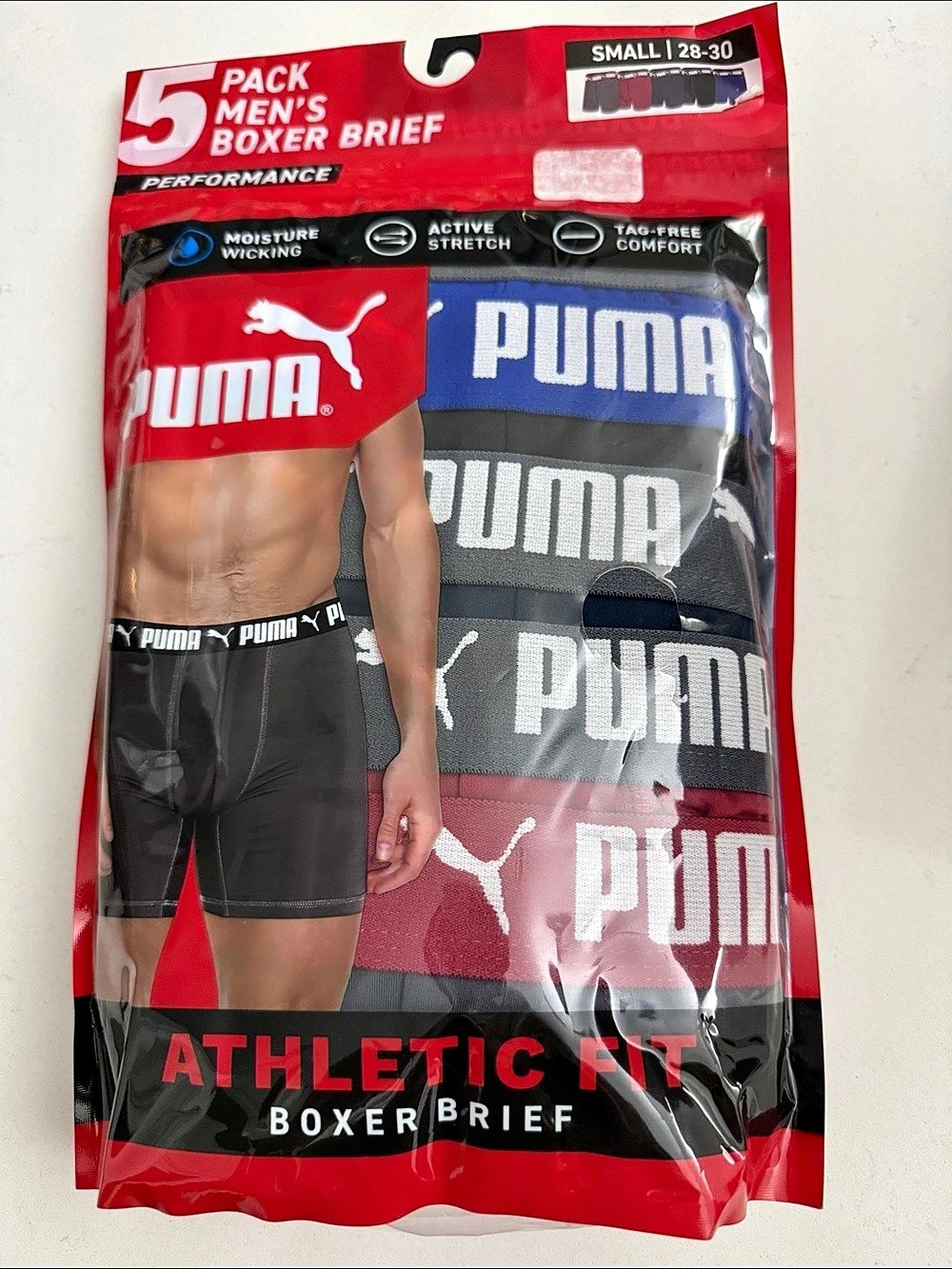 Puma Men'Small Performance DryCell Athletic Fit Boxer Briefs 5-Pack Performance